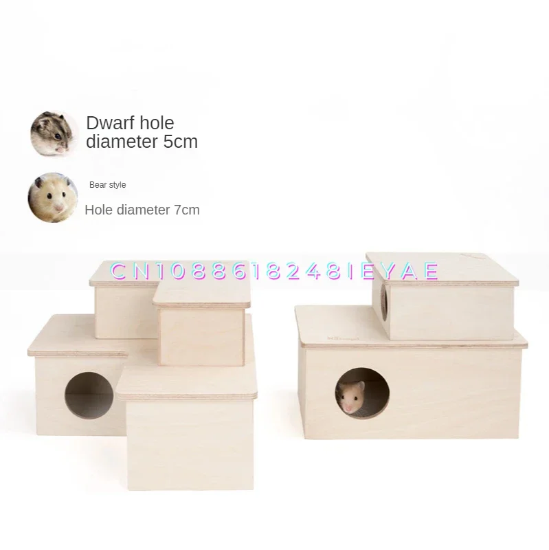 Wooden Hamster Multi-bedroom Chipmunk Pygmy Mouse Small Pet Nest Rat Accessories Small Animal Cage Landscaping Supplies