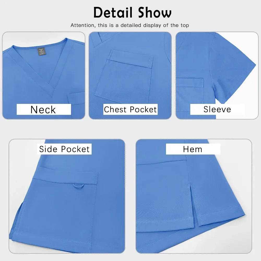 New Medical Scrubs Set Women Beauty Workwear Lab Uniforms Healthcare Operating Room Surgical Suit Dentist Overalls Accessories