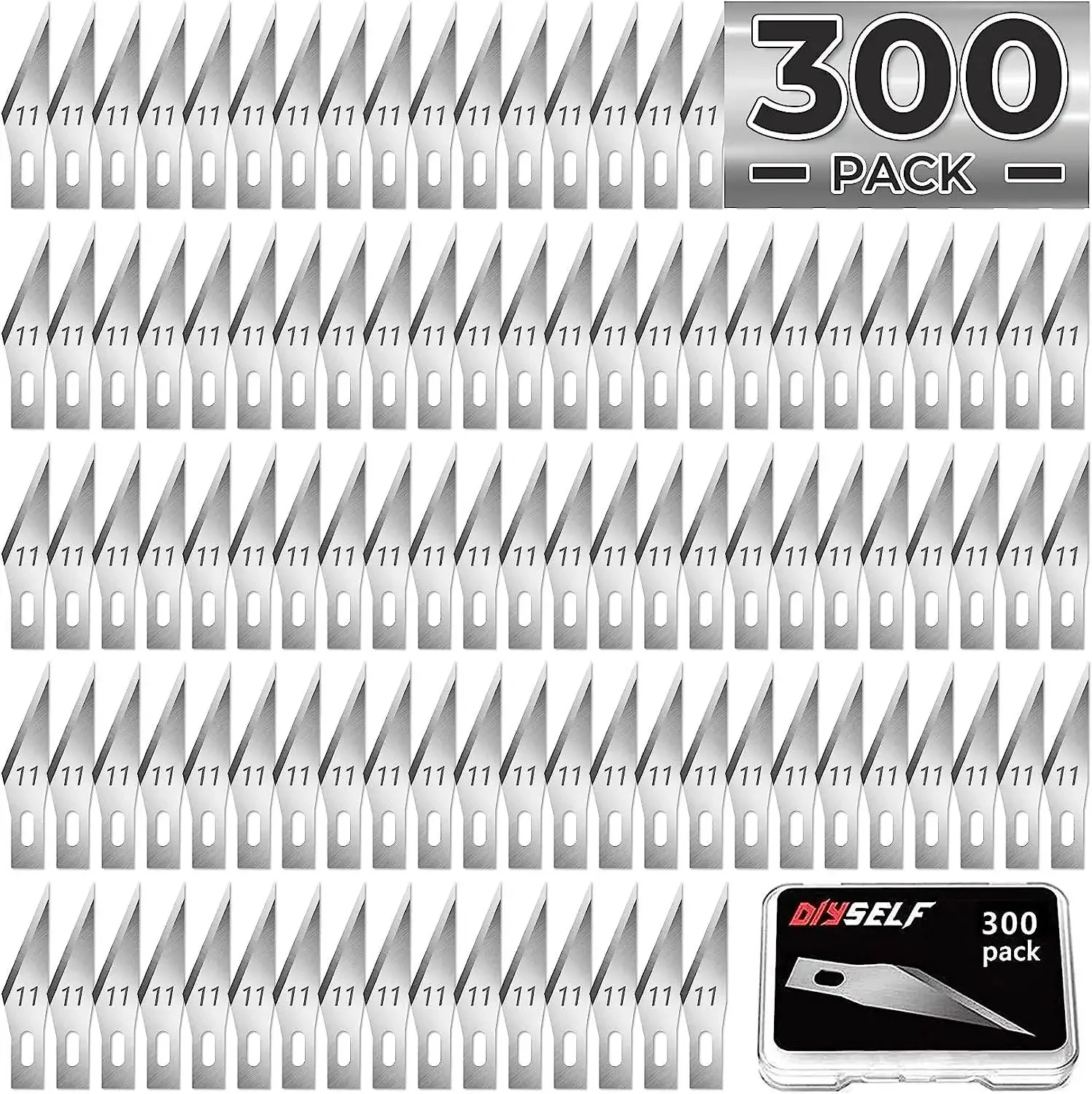 Craft Knife Blades, 100/200/300PCS Exacto Knife Blades 11, High Carbon Steel Exacto Blades, 11 Exacto Knife Refill Blades