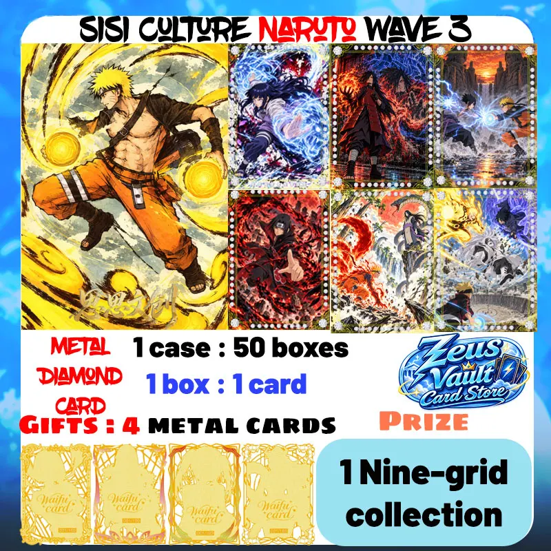 Wholesale 2026 Newest SiSi Culture Naruto wave 3 Metal Diamond Card Game Sakura Hinata Hobby CCG Trendy Party Toy Birthday Gifts