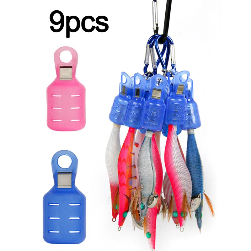 9szt Squid Jig Hook Cover Anti-Scratch Puncture Wooden Shrimp Hook Cover Storage Case Outdoor Camping Fishing Accessories Tools