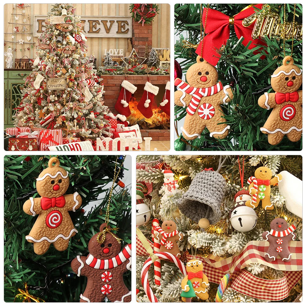

24Pcs Hanging Gingerbread Man Decor Colorful Diverse Styles Free DIY Scene Decoration Smooth Edges Lightweight Easy Carry