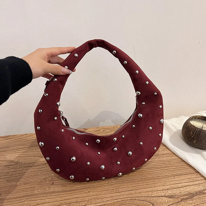 حقيبة كتف مرصعة لخريف 2025، محفظة تحت الإبط للنساء، حقيبة عصرية من النهار إلى الليل، حقيبة كروس بسيطة، حبال أنيقة #2