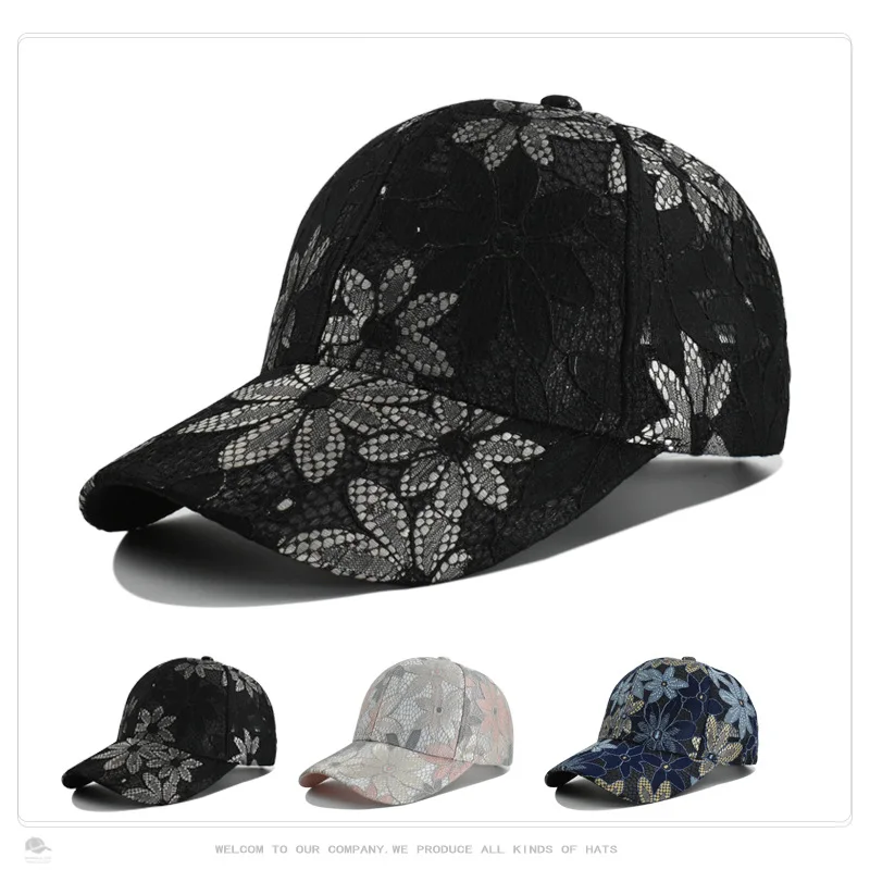 Golf cap New Flower Embroidery Baseball Cap Fashion Breathable Gauze Net Sunshade Duck Tongue Hat horse hat sports caps