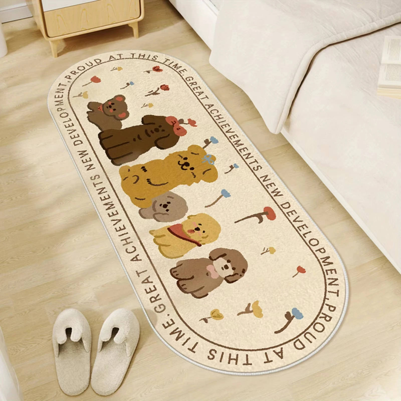 VIKAMA Crystal Velvet Carpet - Cute Puppy Theme - Suitable for Restaurant, Living Room, Bedroom and Entrance Floor Mat