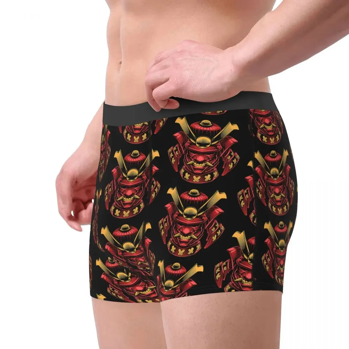 Samurai Helmet Manga Art Underpants Breathbale Panties Male Underwear Print Shorts Boxer Briefs