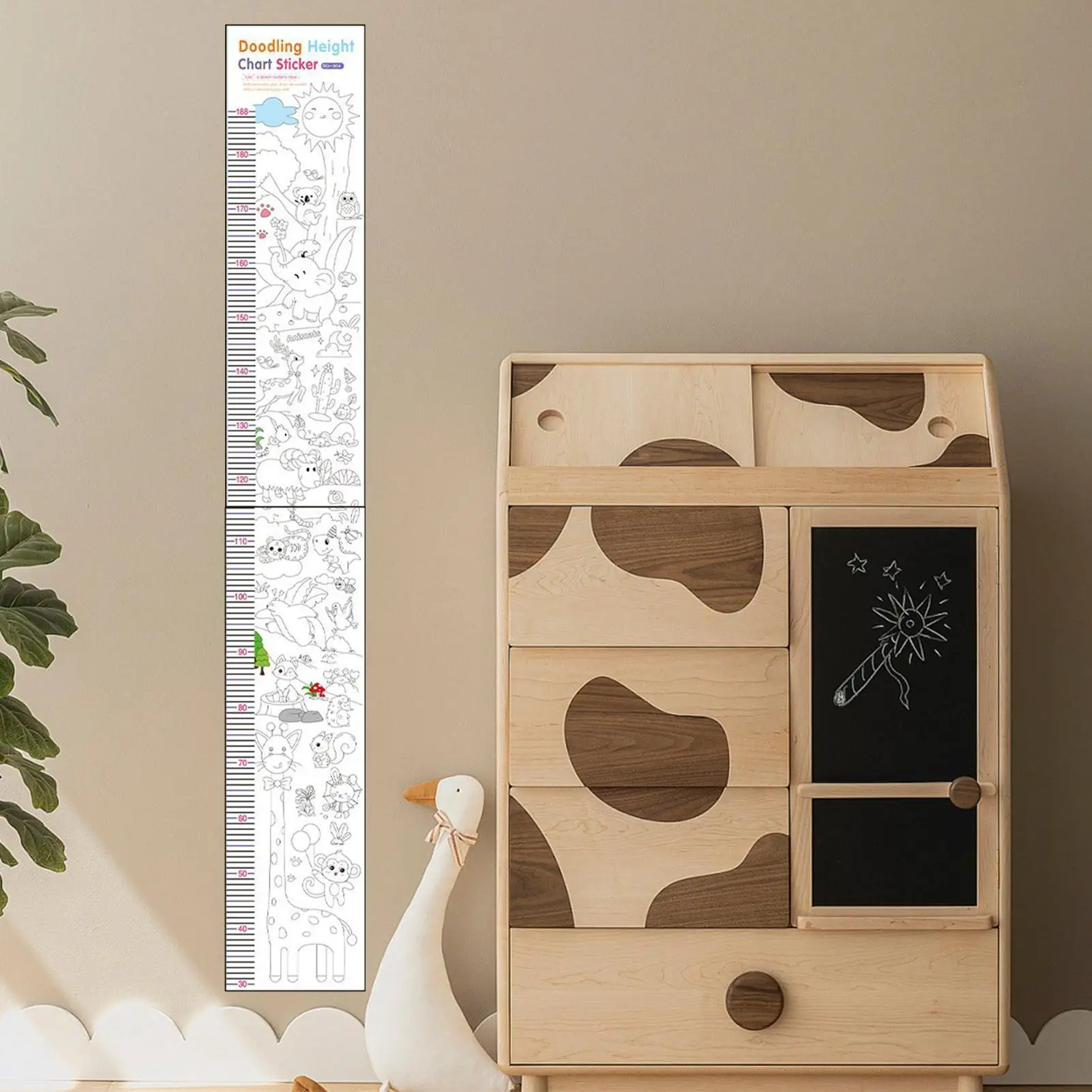 Height Chart For Wall Doodling Height Sticker Decorative Growth Measurement Tool Wipeable For Nursery Bedroom Classroom Room