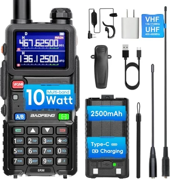 BAOFENG 5RM 10W רדיו האם טווח ארוך UV5RM GMRS רדיו נייד דו כיווני NOAA מקלט מזג אוויר נטען טווח ארוך הליכה
