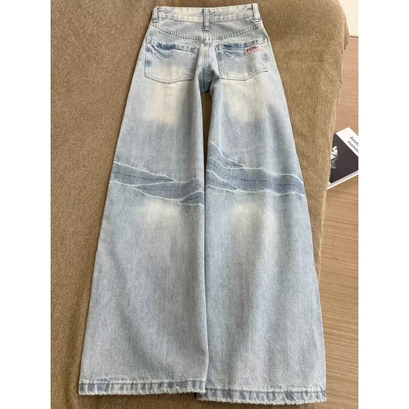 

Women's Jeans Lightblue Washed Loose Wideleg Summer New Highwaist Slimming Drape Versatile Straight Floorlength Women's Pants