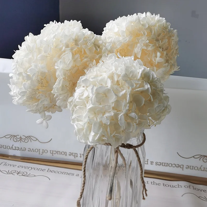 

Wedding Home Decor White Hydrangeas Decorative Flowers Real Touch Hydrangea Heads Dried Flower for Table Room Floral Arrangement