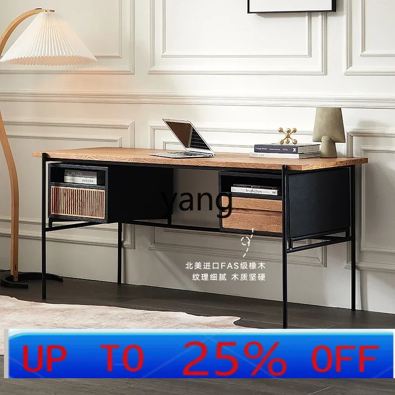 

LMM modern simple color matching desk wabi-sabi designer creative solid wood light luxury writing desk