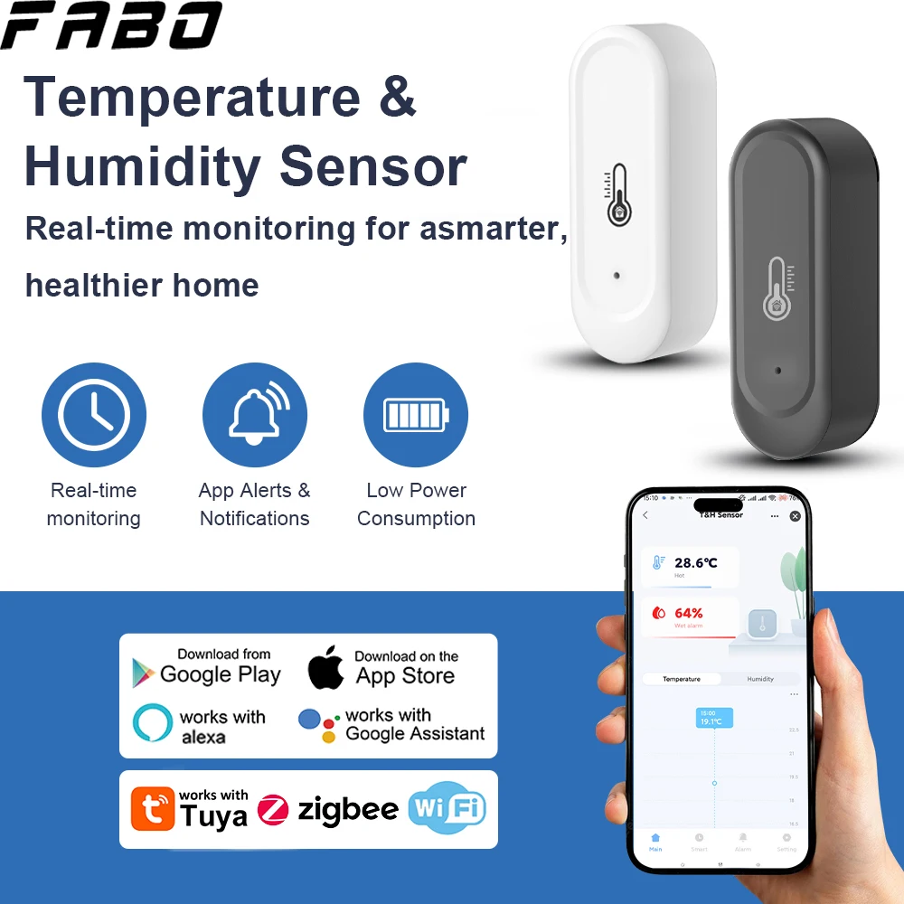 Tuya WIFI IP65 Waterproof Climate Monitoring Sensor Outdoor Temperature Humidity Sensor APP Remote For Alexa Google Home Voice