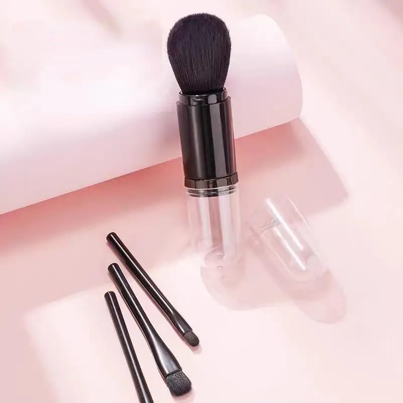 Portable Multi-Functional Retractable Powder Brush Set, Travel Makeup Brushes, Four-In-One Beauty Tool Kit for Flawless Application