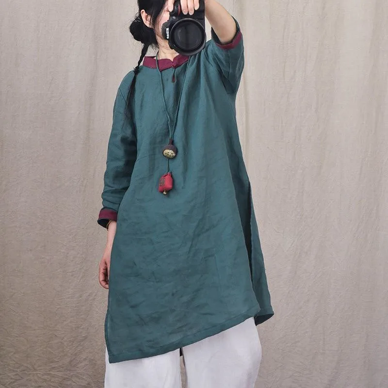 

Летние хлопковые платья рами с разрезом по бокам, женские прямые мини-платья с рукавами три четверти, свободные литературные платья