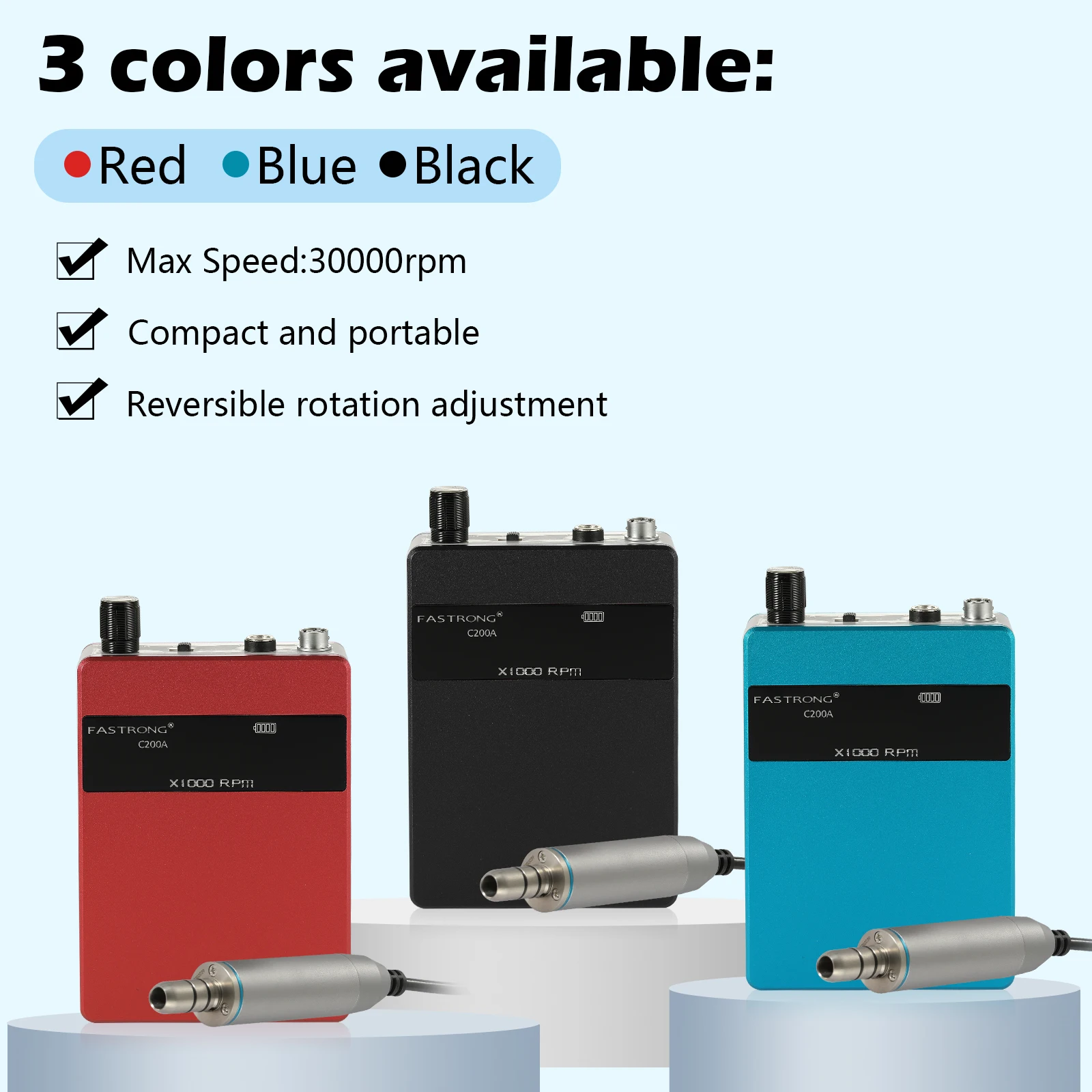 3Colors Dental Lab Portable Rechargeable Brushless Handpiece Micromotor with Digital Display