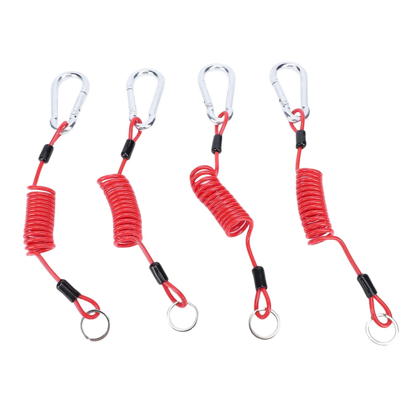 4FT afbreekbare aanhangwagenkabel, zwaar uitgevoerd, roestvrijstalen veer, spiraalvormige trekdraad met aardingsclip voor campers, aanhangwagens en boten.