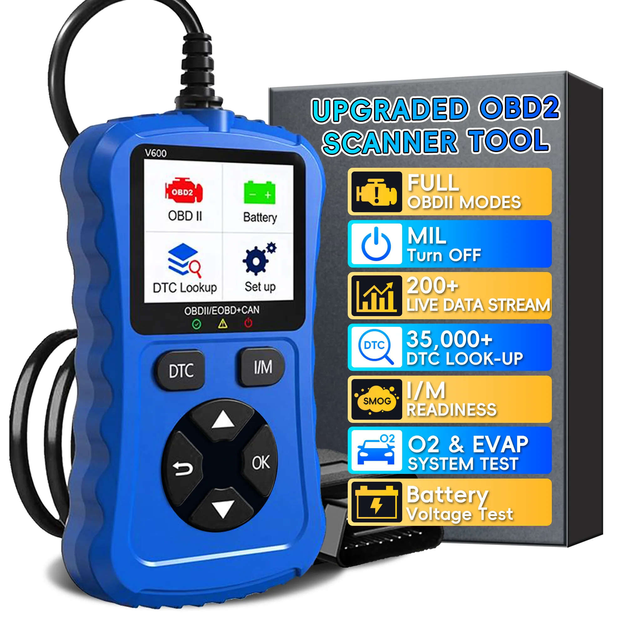 OBD2 Diagnostic Diagnostic Tool Tool, Code Reader, Engine Light Diagnostic Tool, Battery Voltage Tester for OBDII Cars & Trucks