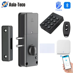 TTLOCK-Smart Lock APP Keyless Keypad Kit, Controle Remoto, Parafuso Elétrico Invisível, Porta De Madeira, Esconder Motor