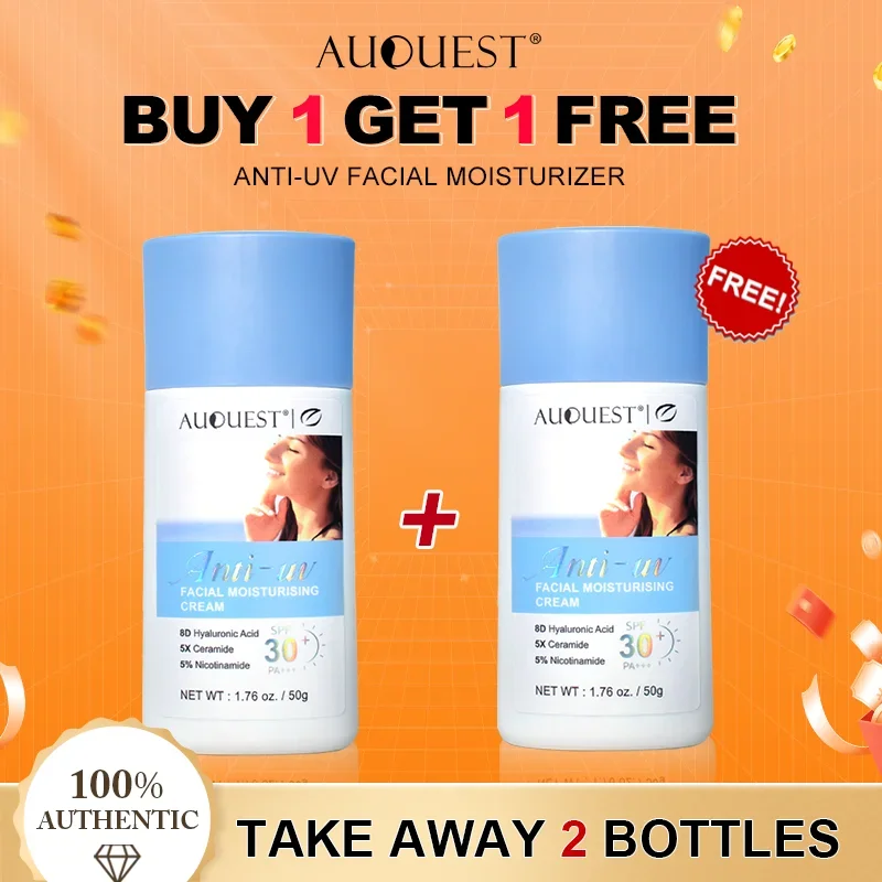 

AUQUEST SPF 30+ УФ-защитный крем для лица, увлажняющий отбеливающий крем, водостойкий нежирный уход за кожей с гиалуроновой кислотой