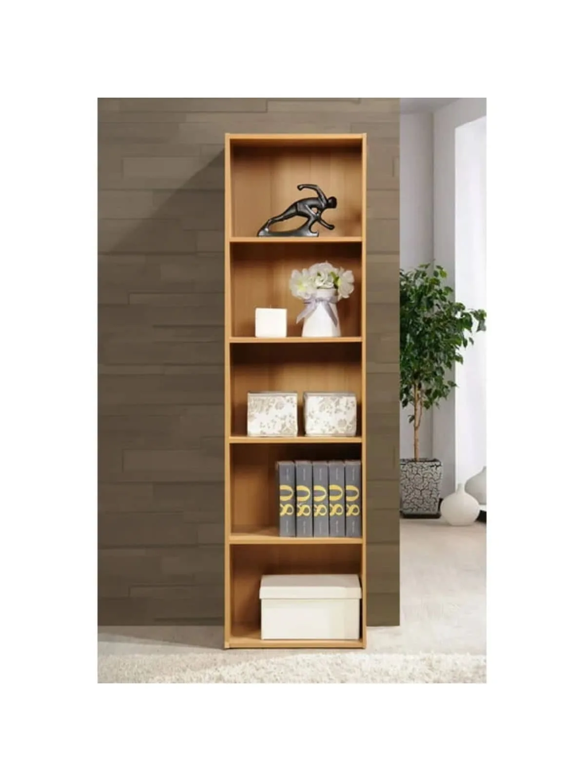 

5-Shelf Bookcase, Beech Beech Living Room Cabinets Bookshelf Organizer Book Rack bookcase