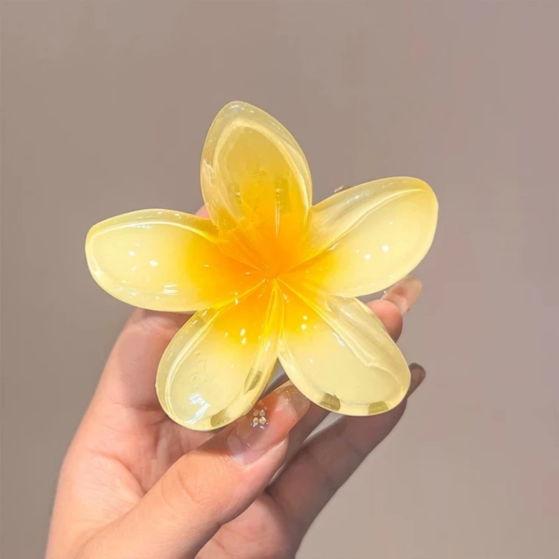 Grampo de cabelo gradiente flor de ovo para mulheres, 8cm, grampos de verão, estilo havaiano, novos acessórios, 2024