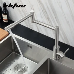 304 Stainless Steel Kitchen Faucet 360 Rotation Deck Mounted Folded Faucet Single Cold Wash Basin Sink Mixer Tap Brushed Nickel