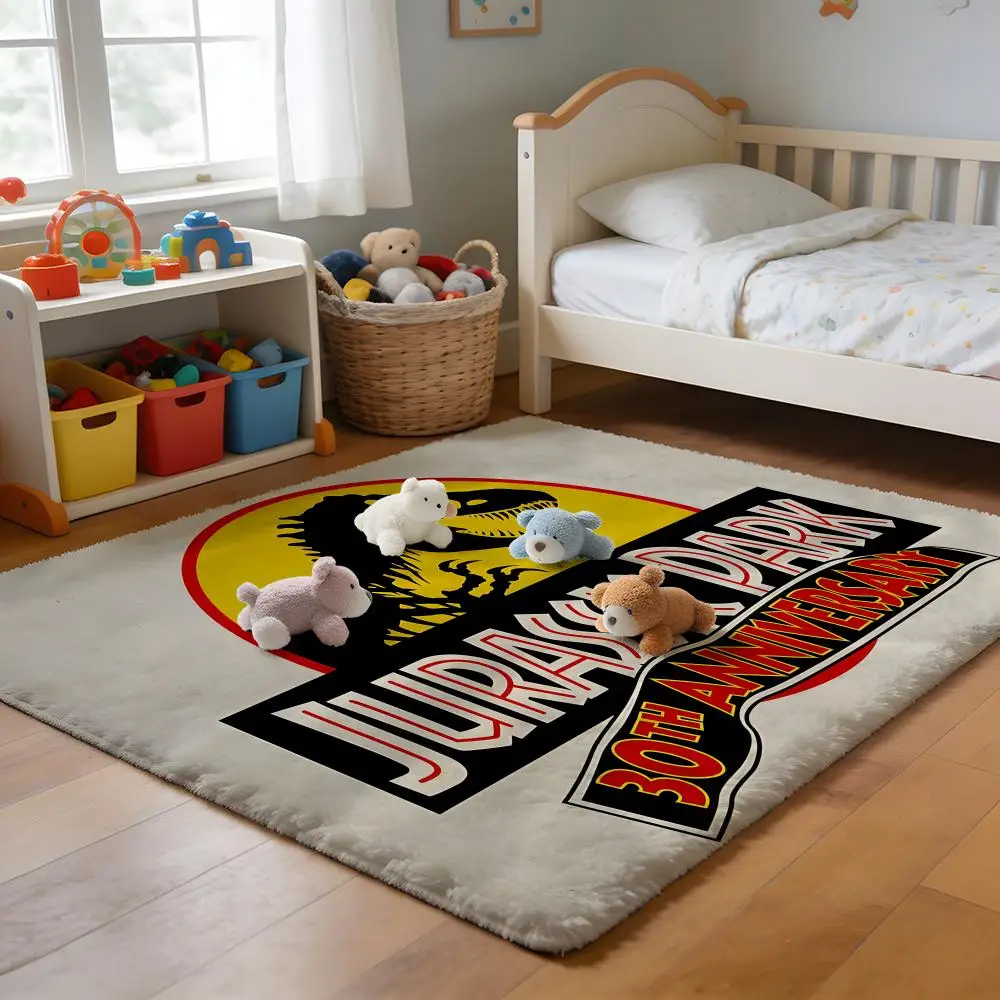 

Floor Mat Soft Flannel Rug Non-Slip Absorbent Mat for Bathroom Bedroom Home Decor Classic Retro Movie J-Jurassic Park