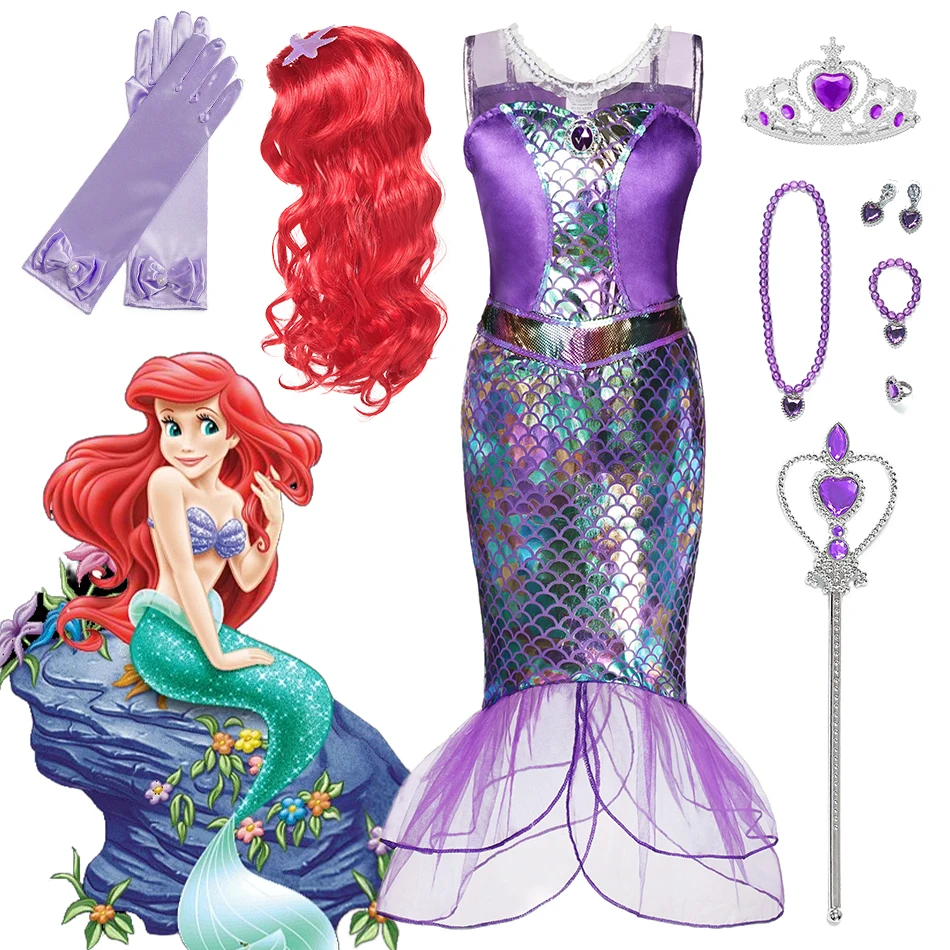 

Disney Princess Mermaid Ariel Costume For Girls Kids Cosplay Children Carnival Birthday Party Prom Clothes Summer Dress Vestido