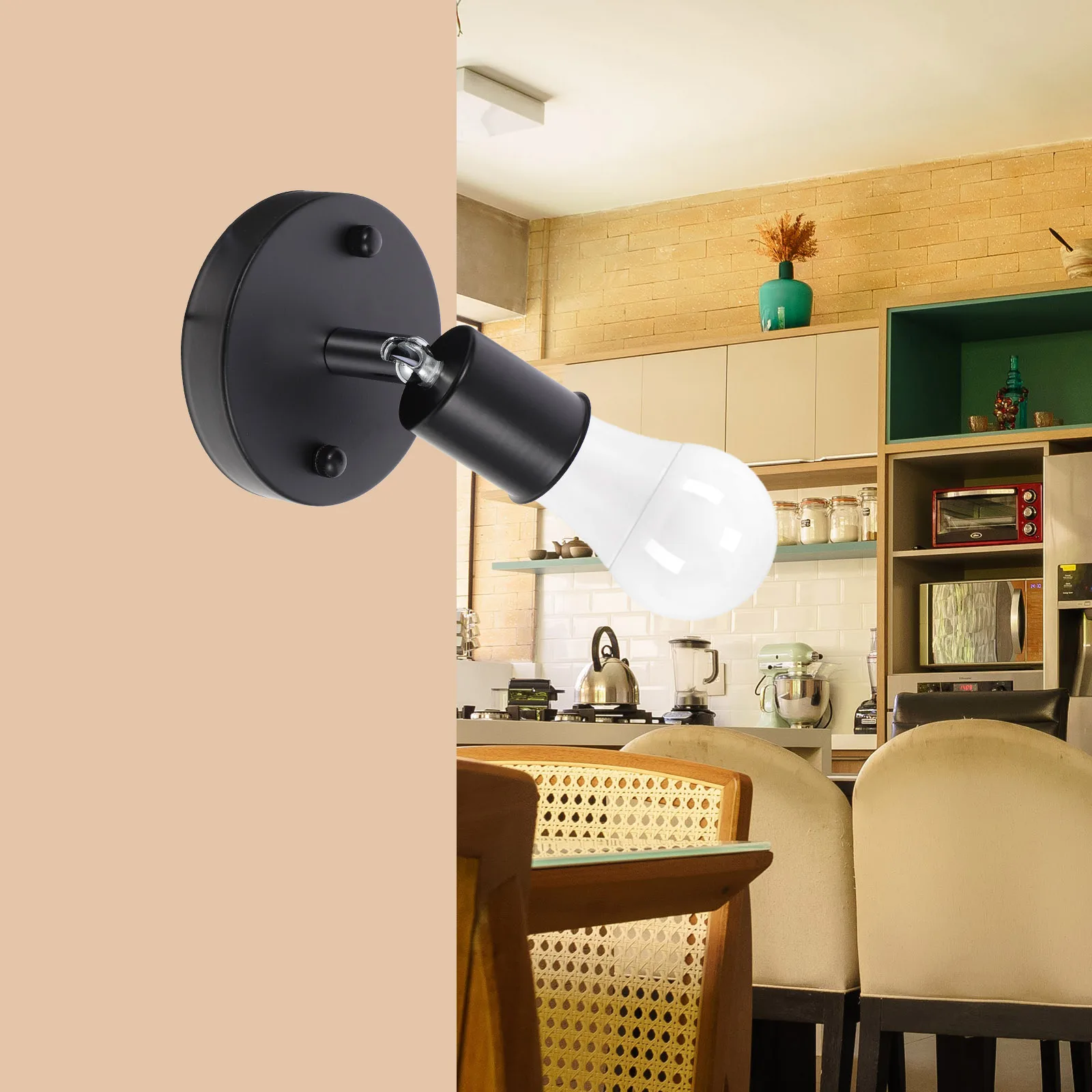 

E27 Rotatable Lamp Holder Industrial Style Light Socket Compatible Base Bulbs DIY Project Pendant Wall Ceiling Iron