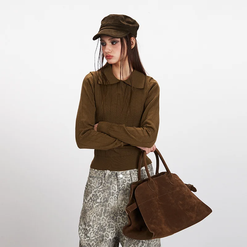 المرأة جديد وصول الشتاء سليم صالح طوق الرقبة محبوك سترة بلون خمر الحد الأدنى تنوعا الدافئة الزيتون/رمادي #2