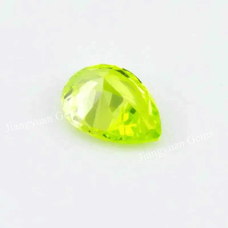 Größe 3x5mm~10x12mm 5A Zirkon Birnenförmiger Apfelgrüner Kubischer Zirkonia Stein Loser CZ Synthetischer Edelstein für Schmuckherstellung – Detail 1