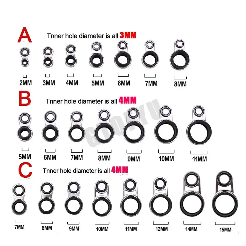 Imagem -02 - Sea Fishing Rod Guia Anéis Rock Pesca Rod Guias Ring Repair Mm12 mm Todos Conjunto Diâmetro Vários Tamanhos