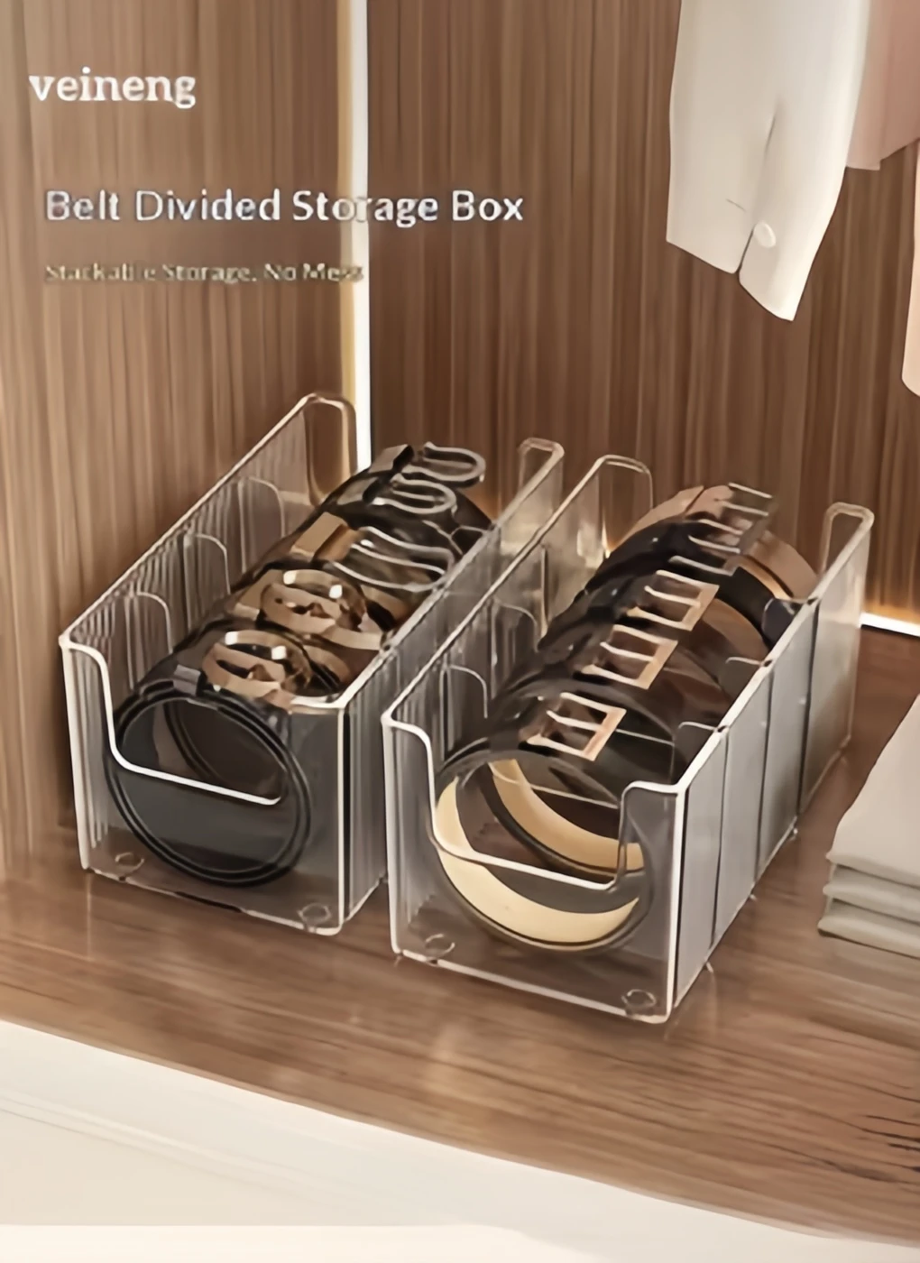 Plastic Foldable Clothing Belt Organizer Extendable Scarf Tie Mens Extra Large Display Rack Home Wardrobe Divider Box 5