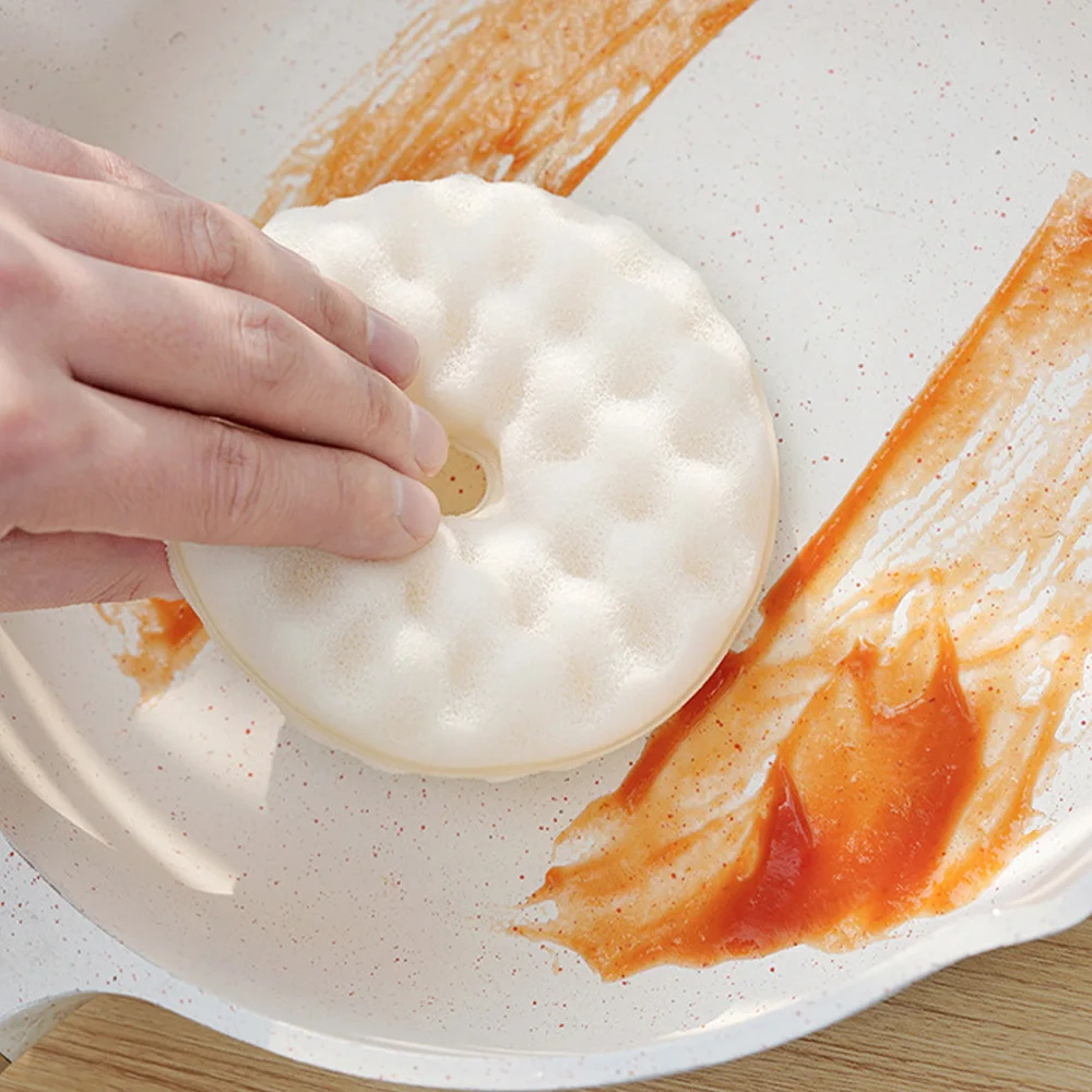 6/8 قطعة مجموعة إسفنجة غسل الأطباق مع كوب شفط على الوجهين قماش الأطباق إسفنجة فائقة الامتصاص لتنظيف المطبخ