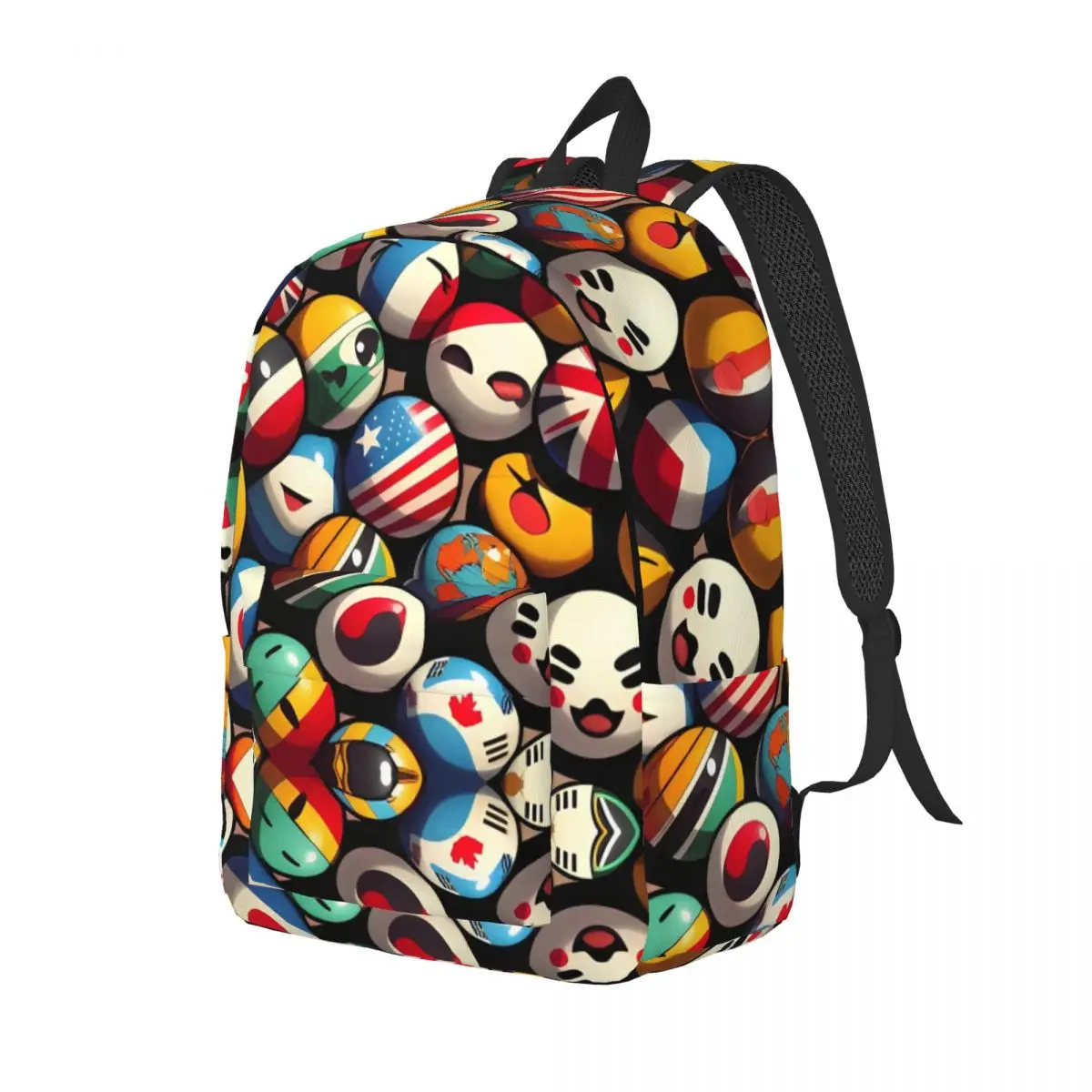 Countryball Cartoon Backpack for Kindergarten Primary School Student Countries Earth Cute Bookbag Boy Girl Kids Daypack Hiking