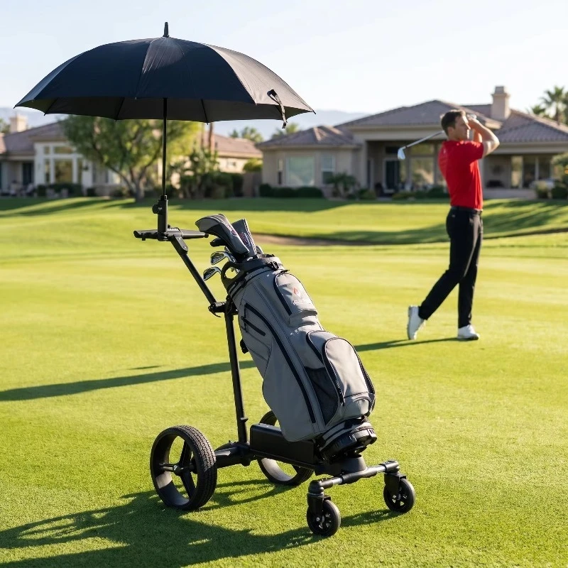 

2026 New All Terrain Electric Golf Trolley with 36 Hole Lithium Battery & Remote, Portable Folding Golf Trolley