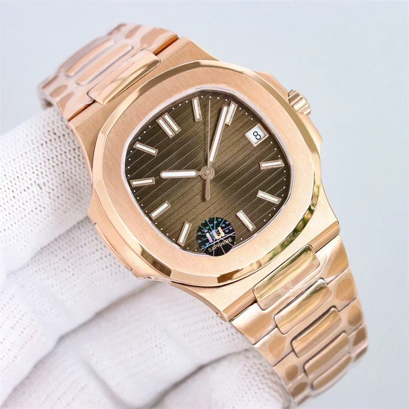 ساعة ميكانيكية أوتوماتيكية فاخرة للرجال من الياقوت المضيء 904L من الفولاذ المقاوم للصدأ للأعمال باللون الذهبي الوردي والأسود والأزرق حسب الطلب #2