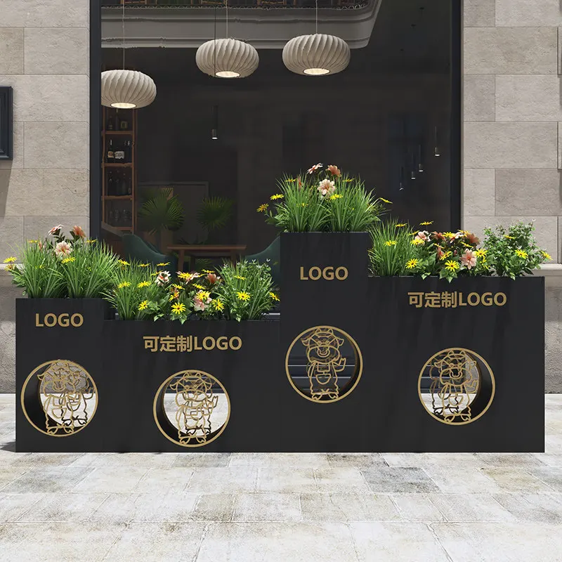 Outdoor wrought iron flower box outer pendulum commercial street sales department square partition outdoor flower bed flower