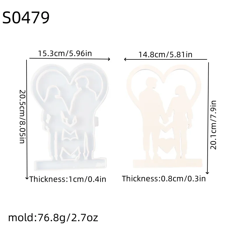 Couple Love Plug Decoration Plaster Mold Wedding Valentine\'s Day DIY Silicone Moulds
