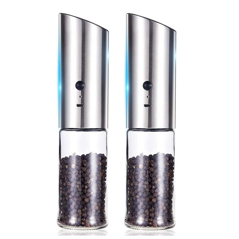 

2Pack USB Rechargeable Electric Salt And Pepper Grinder Stainless Steel Salt And Pepper Grinders Refillable