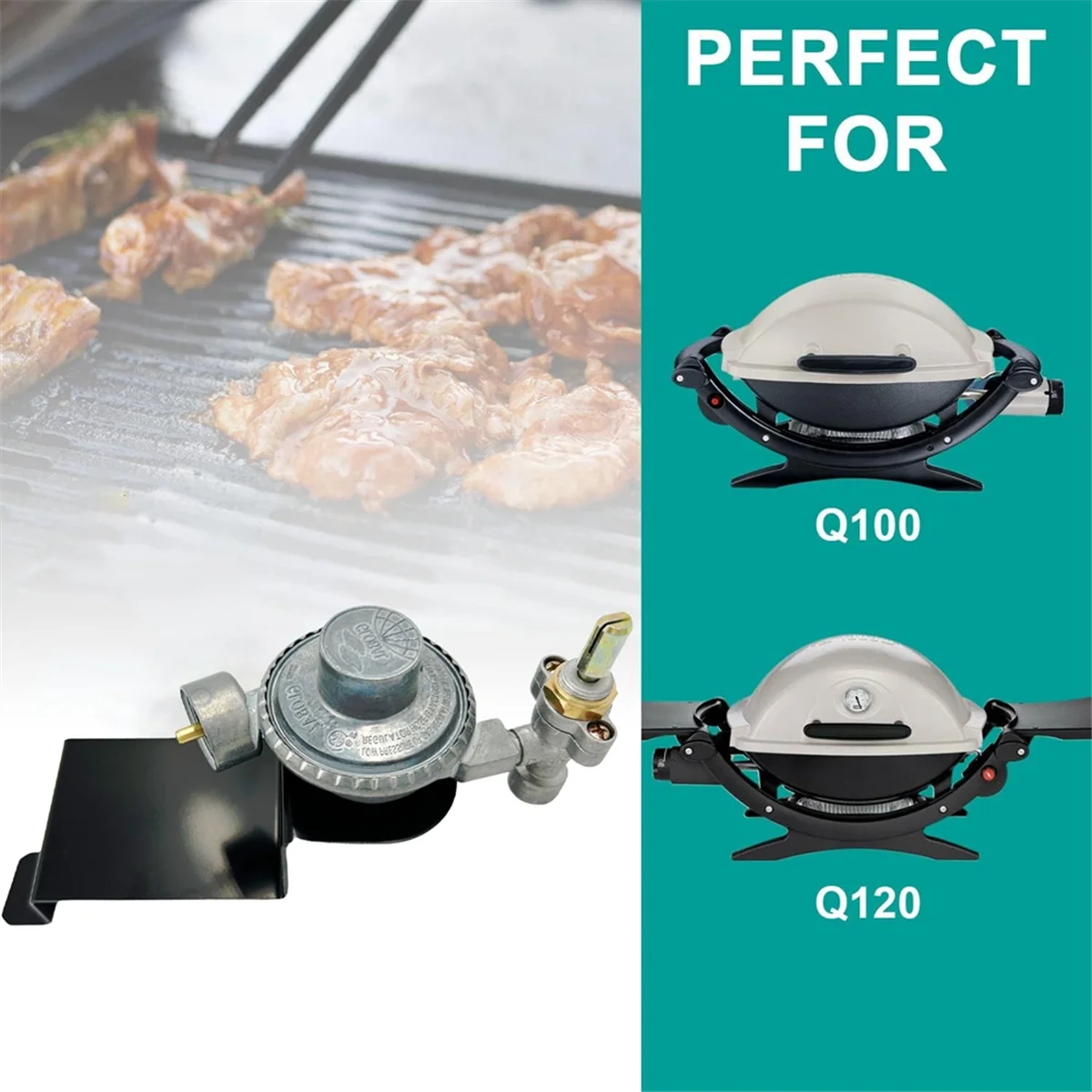 Regulador de válvula 80477 para parrillas de Gas Weber serie Q100 Q120, se aplica a Weber 516002, 516501, 386001, 386002