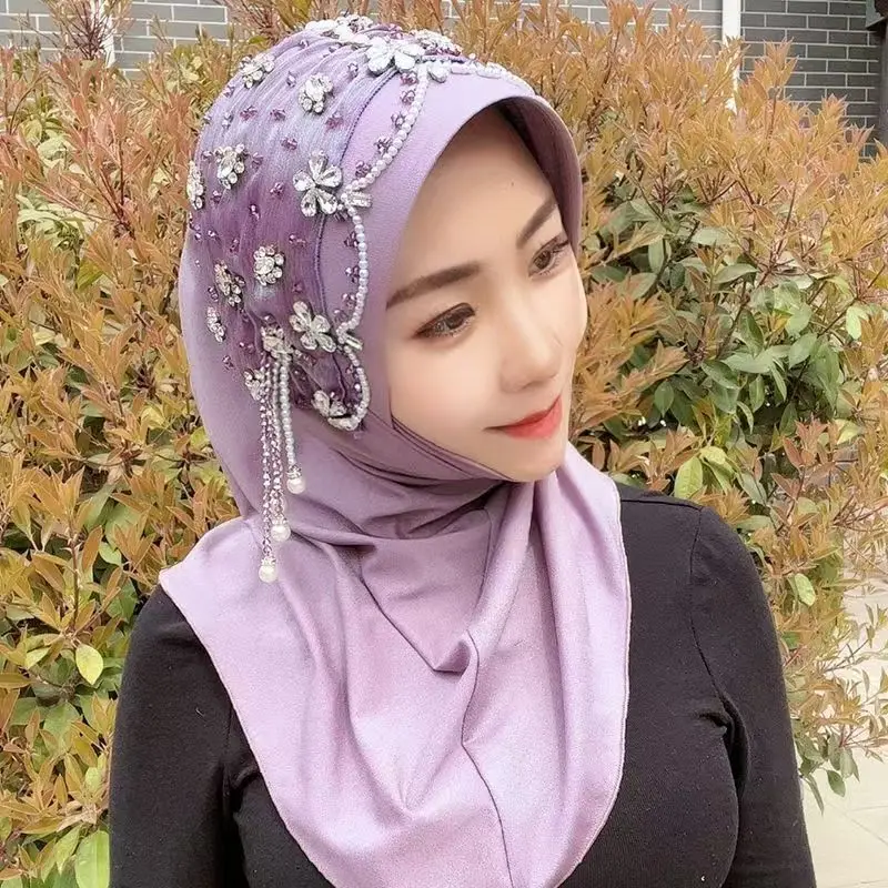 

Роскошный мусульманский шарф для женщин, розовый, белый, танцевальная вечеринка, молитвенный платок, Малайзийские шапки для девочек, уличные летние хиджабы, ислам