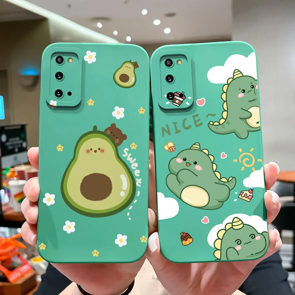 Case For Samsung Galaxy S20 FE Plus Ultra Cute Soft Liquid Silicone Full Protection Bumper For Samsung S 20 GalaxyS20 Coque Gift