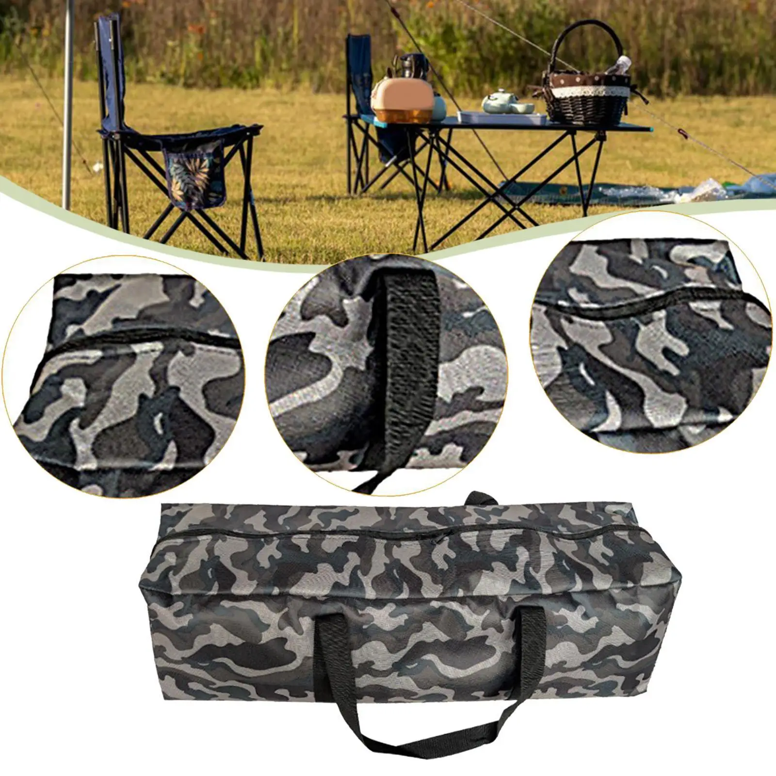 حقيبة تخزين الخيمة حقيبة حمل شديدة التحمل وخفيفة الوزن من قماش أكسفورد منظم تخزين لرحلات الشواء وصيد الأسماك والنزهات والرحلات