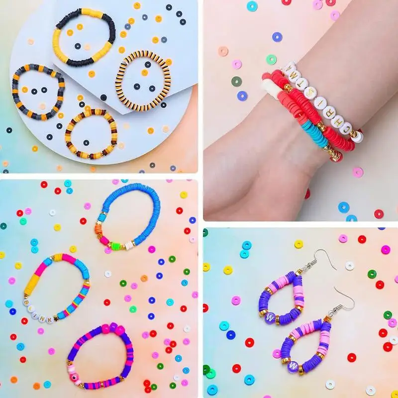 Kit manik-manik tanah liat pembuat gelang 2500 buah Kit manik-manik pembuat kalung manik-manik tanah liat kreatif DIY untuk interaksi orang tua-anak