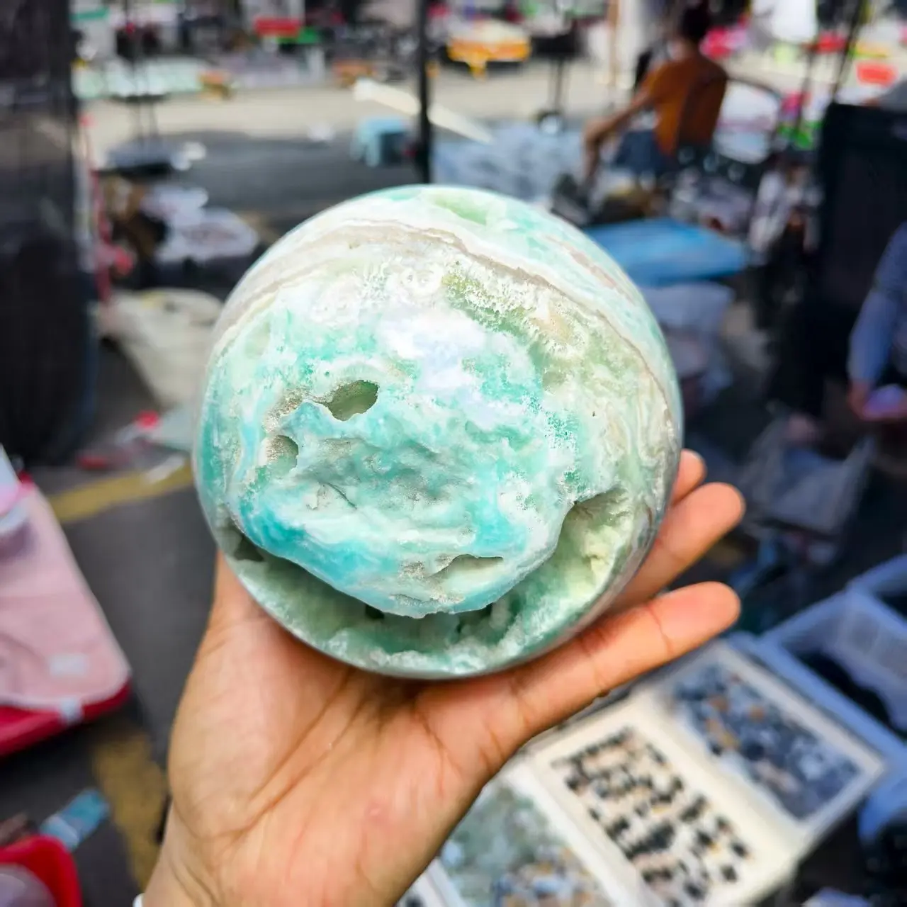 Natural Blue Raw Extreme Mineral Ball,Quartz Crystal Calamine Blue Polishing Ball, Mineral, Reiki, Healing