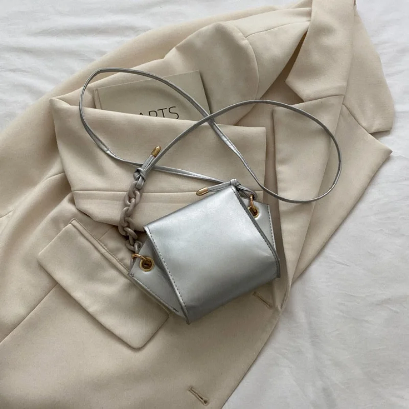 Summer Mini Gold Crossbody Bags for Women Cute Korean Ins Chic Shoulder Chain Bag All-match Portable Coin Flap Handbags Female