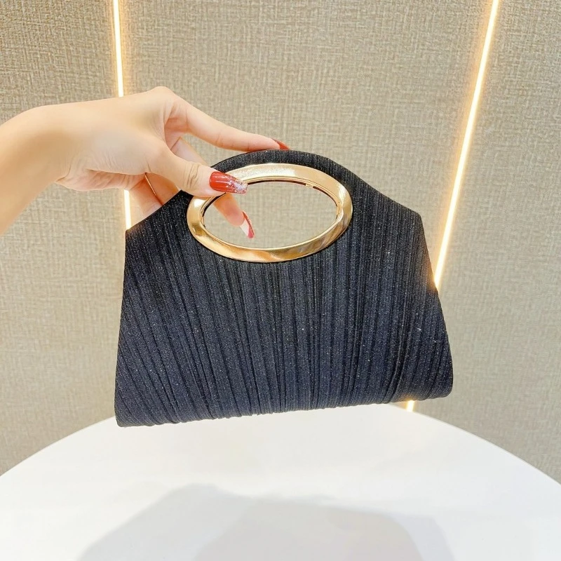 

New pleated hand-held banquet bag, romantic wedding evening dress bag, formal dress bag, one shoulder crossbody dinner bag