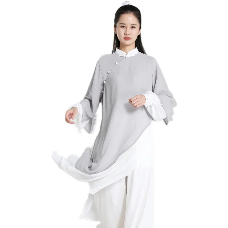 Tai Chi Clothes Women Wushu Clothes Kung Fu Competition Clothes Martial Art Uniform Wrinkle Free 2022 Light Gray