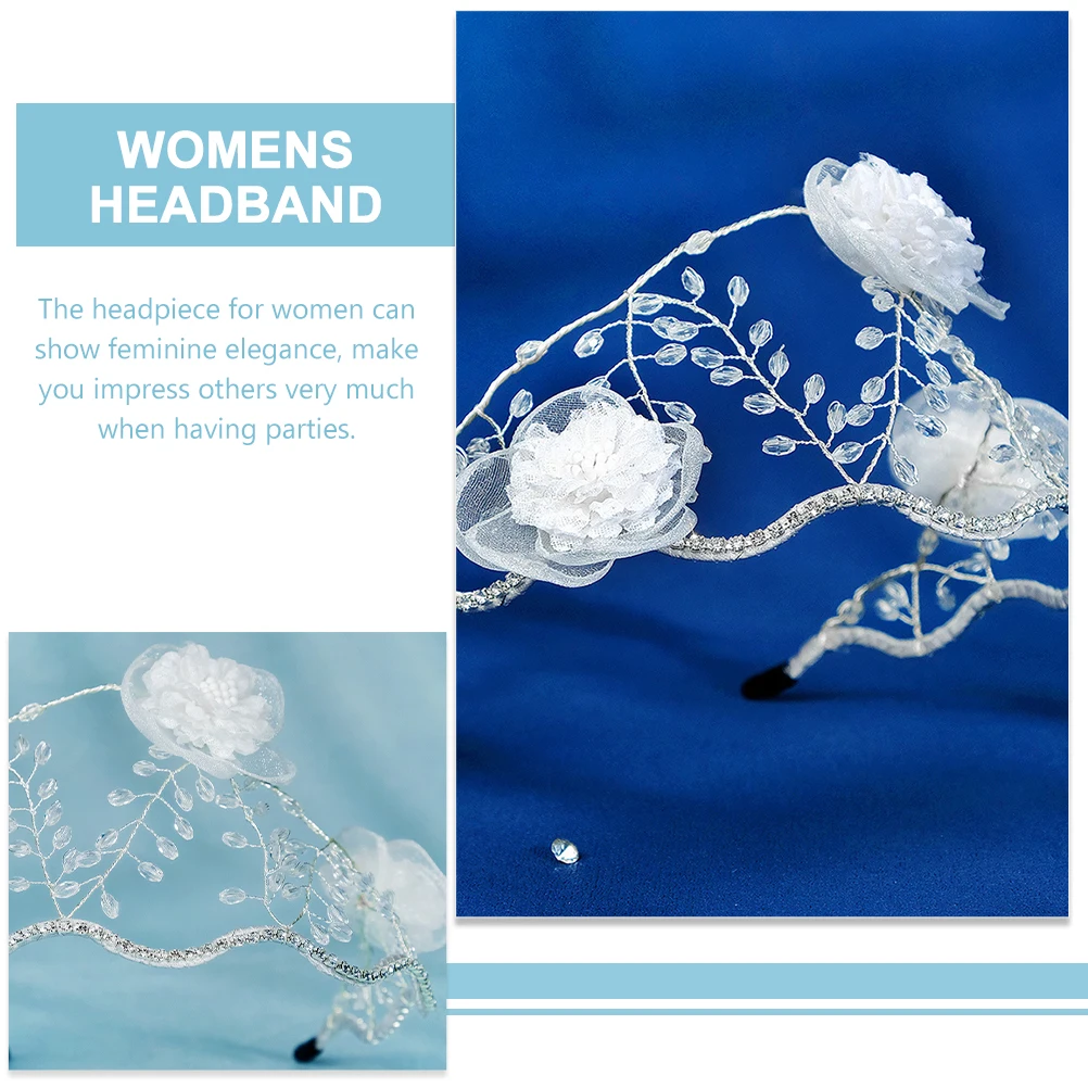 

Delicate Bridal Hairband with Rhinestones Lace Trim Women's Headpiece for Engagement Birthday Homecoming Celebration